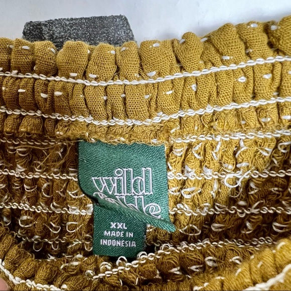 Wild Fable Mustard Yellow White Polka Dot Baby Doll Cropped Blouse - Picture 3 of 5